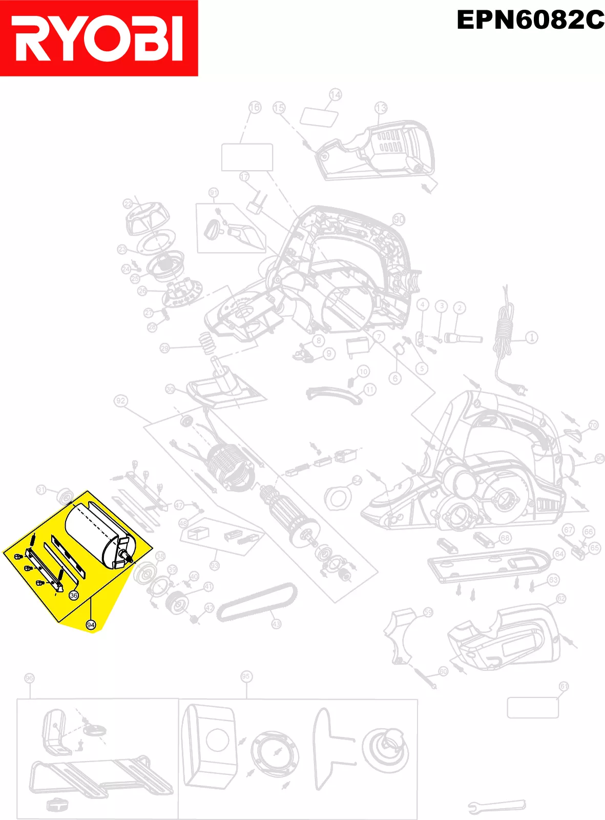 Tête de rabot réf. 5131003186 Ryobi